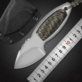 Zunanji nož samoobrambe Mini nož oster prenosni nož DIY dežnik vrv ročaj področju preživetje naravnost nož