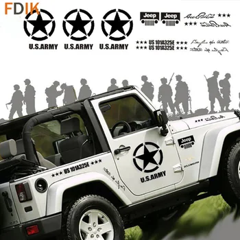 Bratje U. S vojska Star Kapuco Telo Vrata Nalepke Nalepke Vinyl Za Jeep Wrangler Patriot Kompas, Grand Cherokee