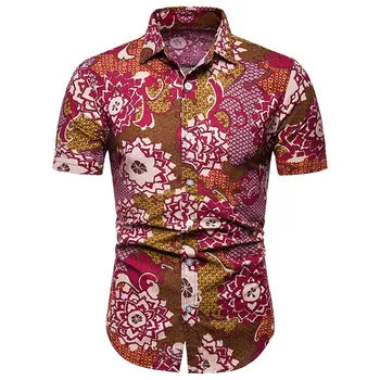 Aoliwen blagovne znamke Poletje Kratek Rokav Srajce Moda za Moške Priložnostne Majice Slim Fit Srajce Plus Velikost M-5XL Hawaiian za Počitnice na Plaži