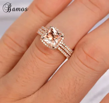 Bamos 3pcs/Nastavite Nov Modni Ženski Rose Zlata Prst Prstan Srčkan Romantični Poročni Prstan iz Obljubo Obroči Za Par