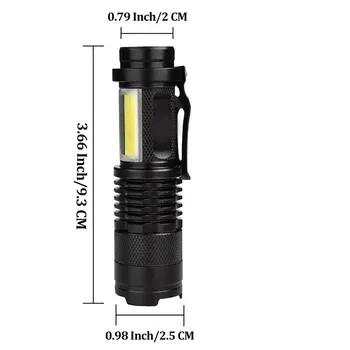 Portatil linterna LED V5 + COB Mini negro 2000LM neprepustne Zoom linterna LED linterna de uso AA 14500 bateria de linterna