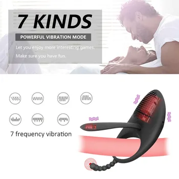Penis Vibrator z vibriranjem Obroči za moške Erekcije Moški Zamudo Izliv Klitoris Analni Stimulator beeds Dvojno penetracijo Sex Shop