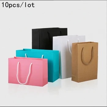 10pcs/paket darilo vreče kraft papir, kraft papir embalaža ročaj poroko sladkarije vrečko za shranjevanje papirja skladiščenje vrečka darilna vrečka