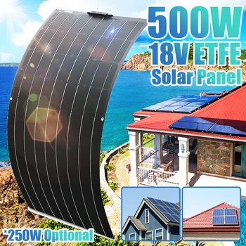 Sončne celice 18V 250W 500W Prilagodljiv ETFE Nepremočljiva Sončne celice, Komplet Skupaj Camping Car RV Polnilec za Baterije Sistem za Doma 18V