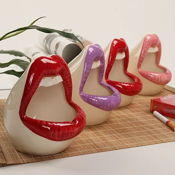 Risanka srčkan pepelnik moda za ustnice-oblikovane keramične ustvarjalne trend doma osebnost keramični pepelnik pepelnik kajenje dodatki
