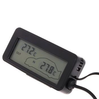 Mini Digital Avto LCD-Zaslon Notranji Zunanji Termometer 12V Vozil 1,5 m Kabla Tipala L5YE