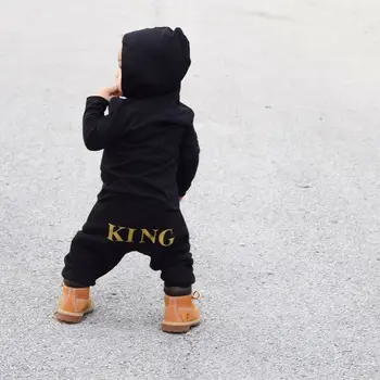 Novorojenega Dojenčka Baby Fantje Dekle Otroci Kralj Romper Jumpsuit Obleke Obleke