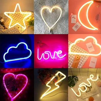 Ustvarjalne LED Neon Luči Znamenju LJUBEZNI SRCE svate, Dekoracijo Neonske Svetilke valentinovo, Obletnico Doma Dekor Nočna Lučka za Darilo