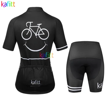 2021Kafit Black Nasmeh Žensk Short Sleeve Jersey Določa MTB Ekipa, Kolesarjenje Oblačila Ropa Ciclismo Cestno Kolo Majica Triatlon Enotna
