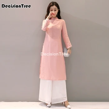 2021 ao dai cheongsam folk stil vietnam šifon aodai elegantno stojalo ovratnik elegantne ženske tradicionalno kitajsko obleko obleko