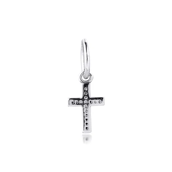 CKK 925 Sterling Srebrni Obesek Simbol Vere Križ Visijo Kroglice Fit Zapestnico Pandora čarobne gumbe za Nakit, Izdelava