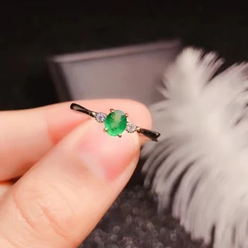 CoLife Nakit Resnično Emerald Obroč za Udejstvovanje 4 mm*5 mm Smaragdno Srebrni Prstan Srebro 925 Smaragdno Nakit