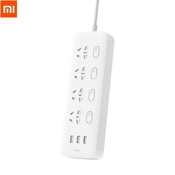 Xiaomi Mijia Moč Trak 4 Vtičnice 4 Posameznega Stikala 3 USB 5V 2.1 Hitro Polnjenje Razširitev Vtičnice Polnilec Za Pametni Telefon