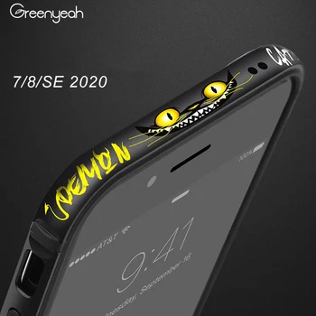 Eleganten Telefon Bumper za iPhone 7 8 Plus SE 2020 Primeru Telefon Primeru Kovinski Okvir Vzorec wirth Zaščitno Steklo Funda Coque