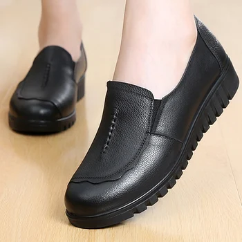 BEYARNEWomen obutev iz velike pravega usnja 4.5-9 drsna ravno čevlji za ženske -slip ravno shoesE1025