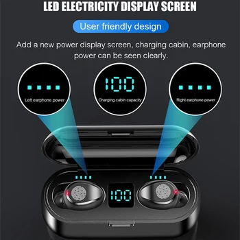 F9 šumov Šport Brezžični Čepkov Bluetooth 5.0 Šport Slušalke Slušalke LED Zaslon na Dotik za Nadzor Čepkov