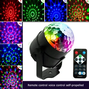 MAG3 Zvok Vključen Stranka Svetlobe z Daljinskim upravljalnikom RGB LED Rotating Disco Krogla Strobe Stopnji Svetlobe DJ Razsvetljava za Sobi Doma