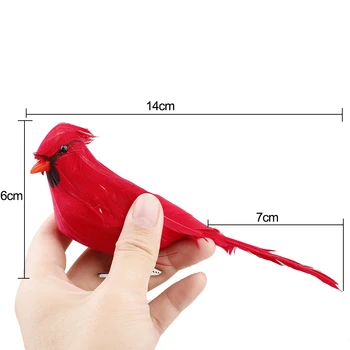 12pcs Simulacije Rdeče Perje Ptic Posnetek Na Božično Drevo Ornament Okraski Božič Umetne Ptice Okras Za Vrt