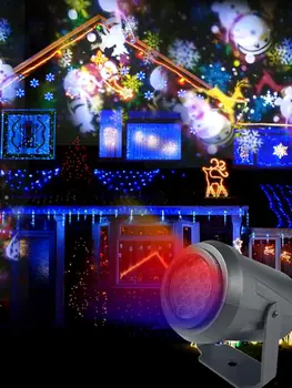 16 Vzorcev Novo Leto LED Laser Projektor Luči Božič Snežinka Elk Projekcija Lučka Disco Fazi Luč Za Stranke, KTV Palice