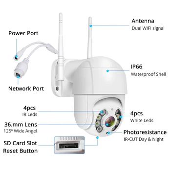 Hiseeu Mini 1080P Brezžični PTZ IP Kamera Zunanja uporaba P2P Speed Dome Vodotesen Fotoaparat, dvosmerni Audio CCTV Varnostni Nadzor Onvif