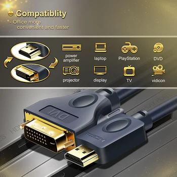 CABLETIME HDMI s Kablom DVI 24+1 pin Dvo-smer Pro High Speed HDMI DVI Kabel Full HD 2.0 za Xbox Blu-ray predvajalnik HDTV C119