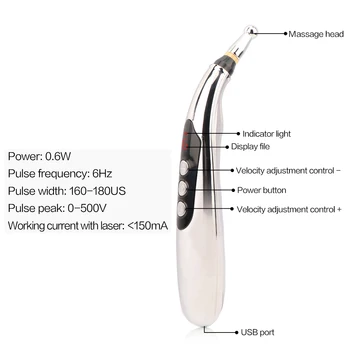 Polnilna 5 Glav Elektronski Akupunktura, Masaža Pen USB Meridian Energy Pero Magnet Terapijo Bolečin v Obraz Zdravstvenega Varstva