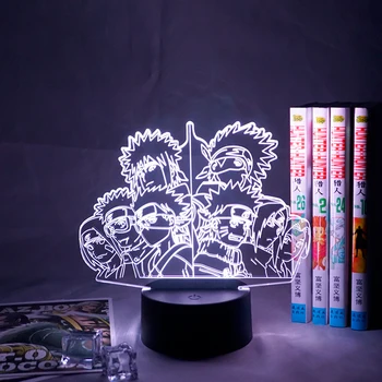 Japonski Anime Naruto Ekipa 7Led Noč Svetlobe Obito Uchiha Kakashi Hatake Rin Nohara Sasuke Haruno Sakura 3d namizne Svetilke Darila