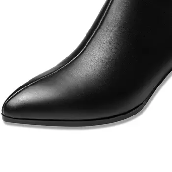 ALLBITEFO velika velikost:34-42 pravega usnja blagovne znamke visoke pete škornji za ženske pozimi sneg ženske škornji ženske visoke pete, čevlji