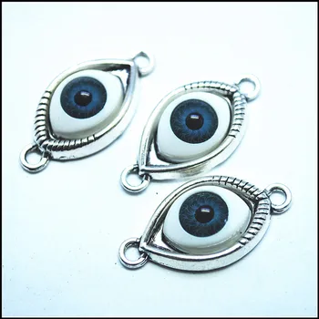 10pcs kovinski bronasto priključki srebrne barve z oči, ki so za očarljiva ogrlica, zaradi česar acccessories 15x30mm vroče prodaja kovin, iskanje