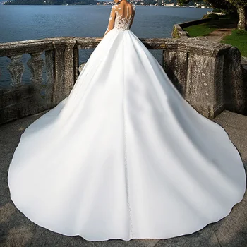 Ženske poročne obleke Plus velikost V vratu čipke, vezenine dolg rokav boho poročne poročno obleko elegantno slaven poročni obleki