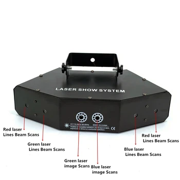 Strokovno RGB Laser Light 6 Oči Laster Luči DMX Fazi Luč za Disco Dance Dvorane Palice KTV nočni klub Poroko Družino