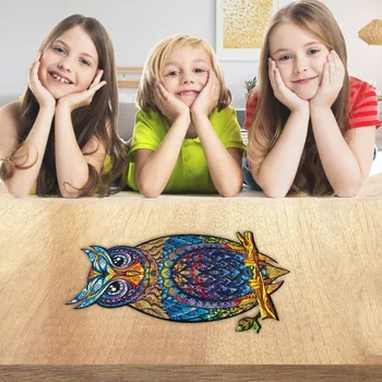 Lesene Puzzle Za Odrasle Otroke DIY Skrivnostno lev Uganke Vsak Kos Je Žival Oblikovan Božično Darilo Lesene Sestavljanke