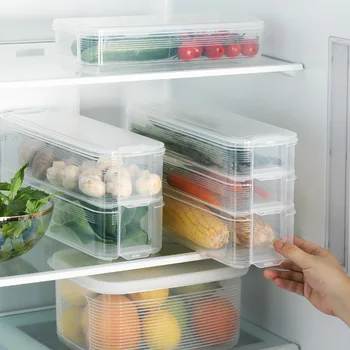 Nastavljiv Multi-layer Plastičnih Sveže-vodenje Polje Hladilnik Škatla za Shranjevanje Pregleden Hrano, Posodo Organizator Shranjevanje Rack Polje