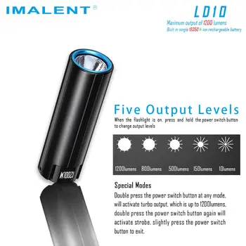 IMALENT LD10 Mini Svetilka Svetilka LED Polnjenje Baklo luči 1200 Lumnov Megnetic Polnjenje 18350 Baterija prinaša dobička Mala