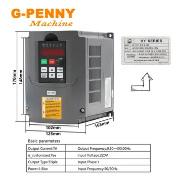 G-penny 800W ER11 Vodno Hlajeni Motor Vretena, Vodno Hlajenje & 1,5 KW VFD Inverter Spremenljivo Frekvenco CNC Vretena za Nadzor Hitrosti,