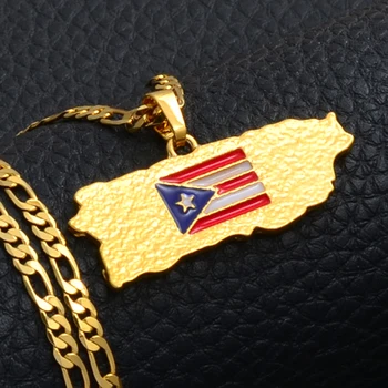 Anniyo Puerto Rico Zemljevid Zastavo Obesek Ogrlice za Ženske/Moške Zlato Barvo PR Puerto Ricans Nakit Darila #117006