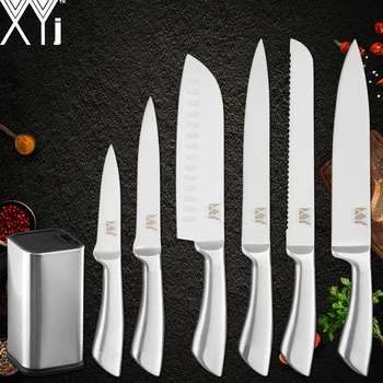 XYj 7pcs Kuhinja, Kuhanje Set Nožev iz Nerjavečega Jekla Visoko vsebnostjo Ogljika Rezilo Bend Ročaj Noža 8
