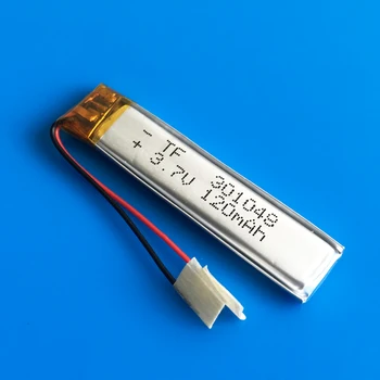 3,7 V 120mAh litij-Polimer Lipo baterije za ponovno polnjenje meri debelo CE, FCC, ROHS MSDS za MP3 slušalke bluetooth 301048