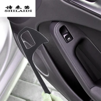 Avto Styling Vrata Armrest plošča zajema Nalepke za Audi A4 B8 A5 Ogljikovih vlaken Steklo za Dviganje Gumbi Trim Auto Dodatki