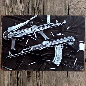 Pištolo,avtomatsko puško in bullet.Vse vrste pištol tin znaki letnik kovinsko ploščo, steno dekoracijo za dom bar cafe garaža pub