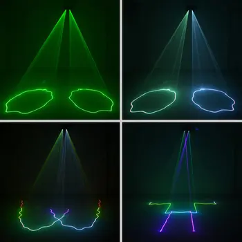 AUCD 2 Objektiv Rdeča Zelena Modra RGB Žarek Scan Projektor, Laser Luči DMX Profesionalni DJ Party Kažejo Klub Počitnice Razsvetljavo 506F