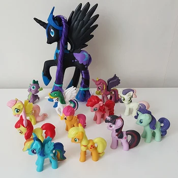 13Pcs/Set Unicorn Princess Luna Kraljica Chrysalis Nočna Noč Velika, Mala Konj, Risanka Konj Dejanje Igrača Številke