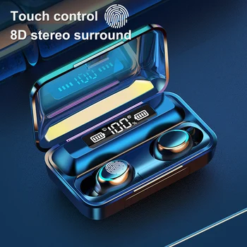 TWS Bluetooth 5.0 Slušalke 9D Stereo Šport 2200mah Polnjenje Box Brezžične slušalke Nepremočljiva Čepkov Slušalke z Mikrofonom