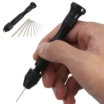 Mini Strani Twist Drill Nakit Watch Kar Maker Hobi Obrti Vrtanje Luknje DIY Orodje+10pcs Mikro Aluminij Zlitine Twist Drill Bits