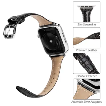 Wearlizer Bleščice Watch Trak Za Apple Watch 42MM 38 MM 40 mm 44 mm za iWatch 4 3 2 1 Band Silm Šport Usnje