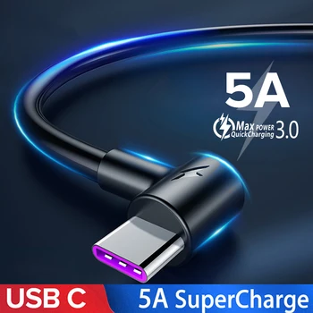 5A USB Tip C Kabel za 90 Stopinj Komolec Design Hitro Polnjenje Za Samsung Huawei xiaomi Tip-C Polnjenje Žice USB C Hitri Kabel Polnilnika