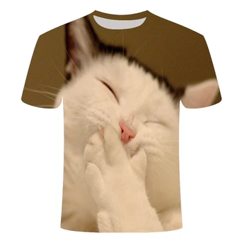 Poletje T-shirt 3d Tiskanje Živali Luštna Mačka Moških In Žensk Priložnostne Krog Vratu T-shirt Kratek Rokav Plus 6xl 2020 Nova