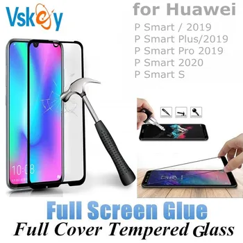 VSKEY 10PCS Polno Lepilo Kaljeno Steklo za Huawei P Smart 2020 2019 Anti-Scratch Polno Kritje P Smart S Screen Protector