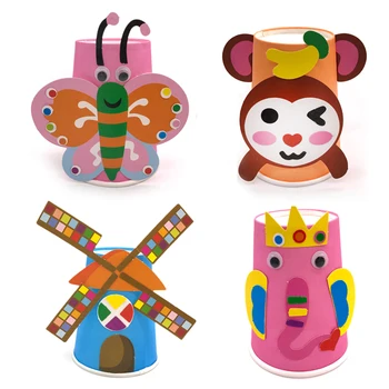 12pcs/box otrok DIY ročno cartoon živali papirne nalepke/ Otroci baby papir pokal nalepke za klasične igrače, brezplačna dostava