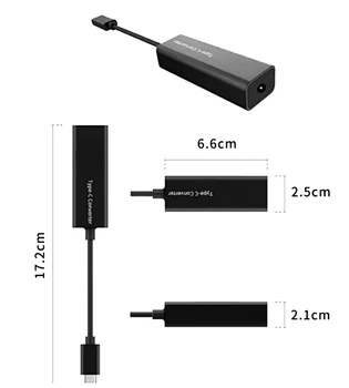 65W Dc USB Tip C Power Adapter Pretvornik Prenosni računalnik, Napajalni Priključek Priključek za Kvadratni Plug Ženski USB C Polnilec za Macbook Lenovo Hp